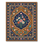 Floral Medallion Navy and Bronze Bouquet Rug