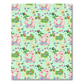 Playful Pink Green Abstract Flowers Rug