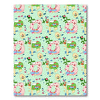 Playful Pink Green Abstract Flowers Rug