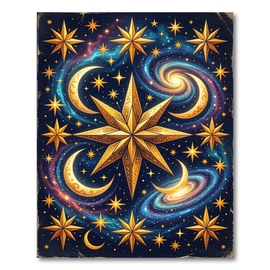 Celestial Golden Starry Galaxy Abyss Rug