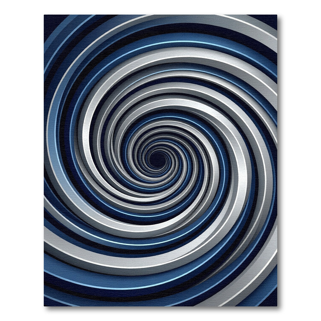 Modern Navy and Silver Spiral Vortex Rug