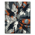 Modern Industrial Black Orange Splatter Art Rug