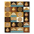 Earthy Terracotta Swirl Wave Pottery Mosaic Rug
