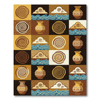 Earthy Terracotta Swirl Wave Pottery Mosaic Rug