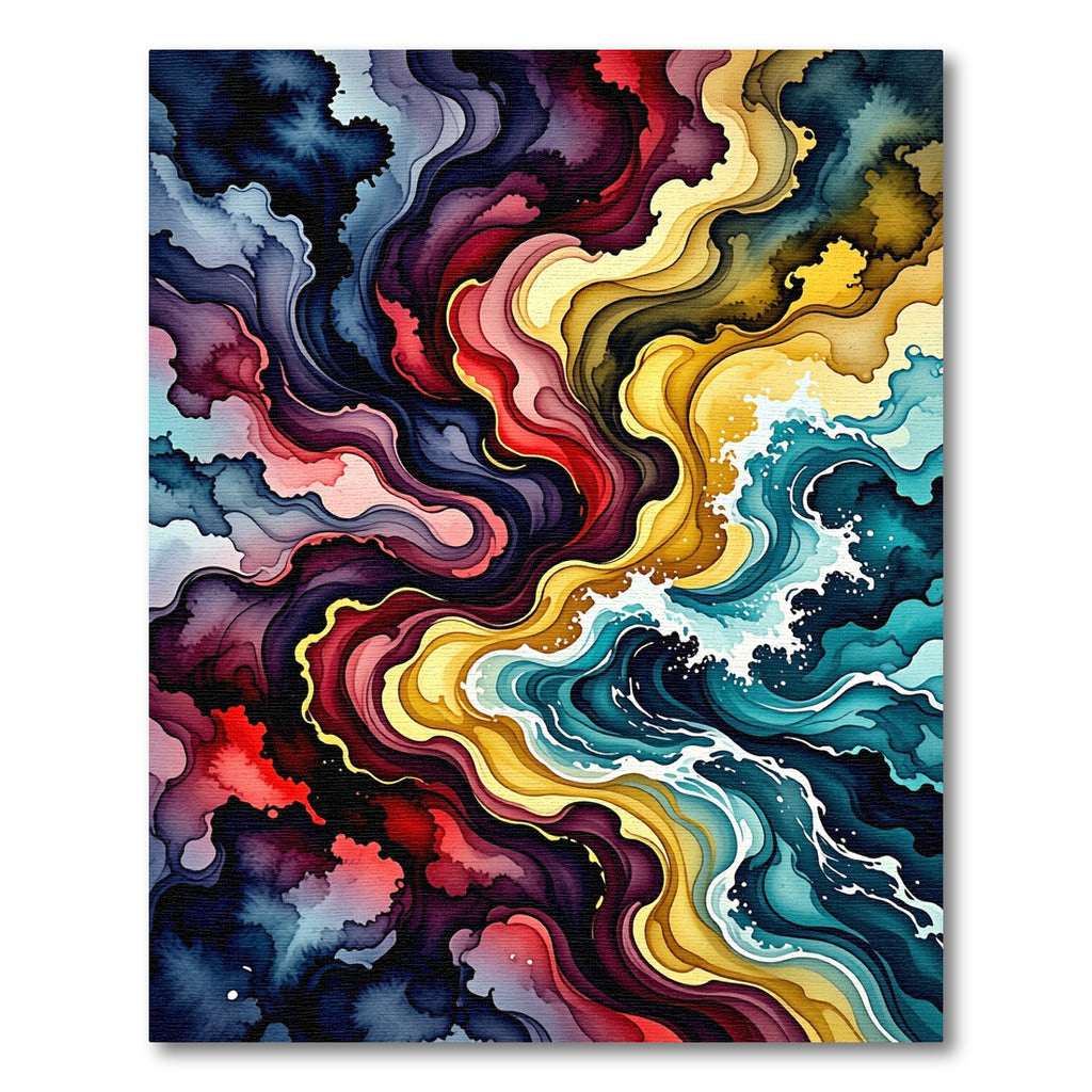 Vibrant Swirling Abstract Oceanic Wave Rug