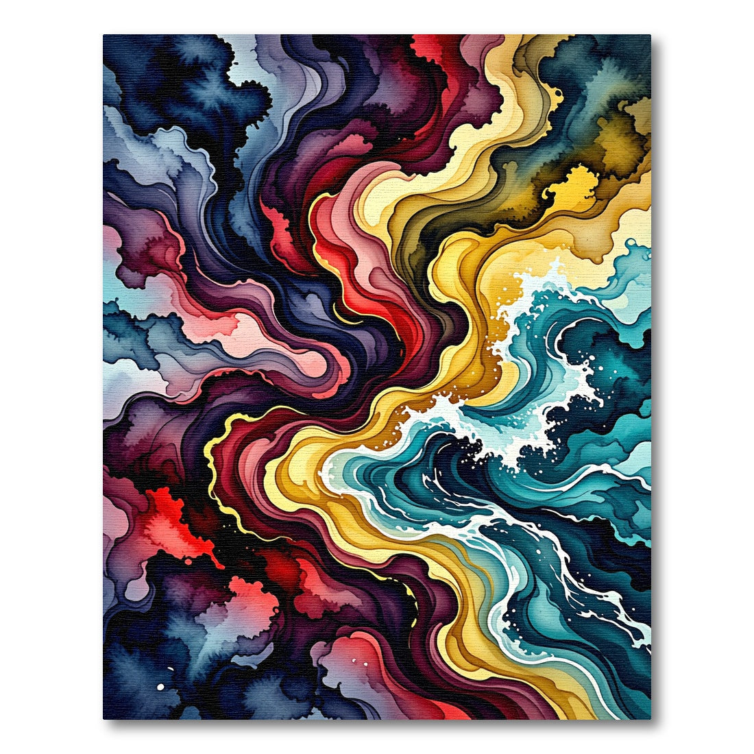 Vibrant Swirling Abstract Oceanic Wave Rug