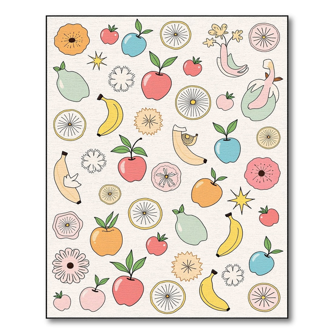 Whimsical Fruit Slice Flower Collage Rug