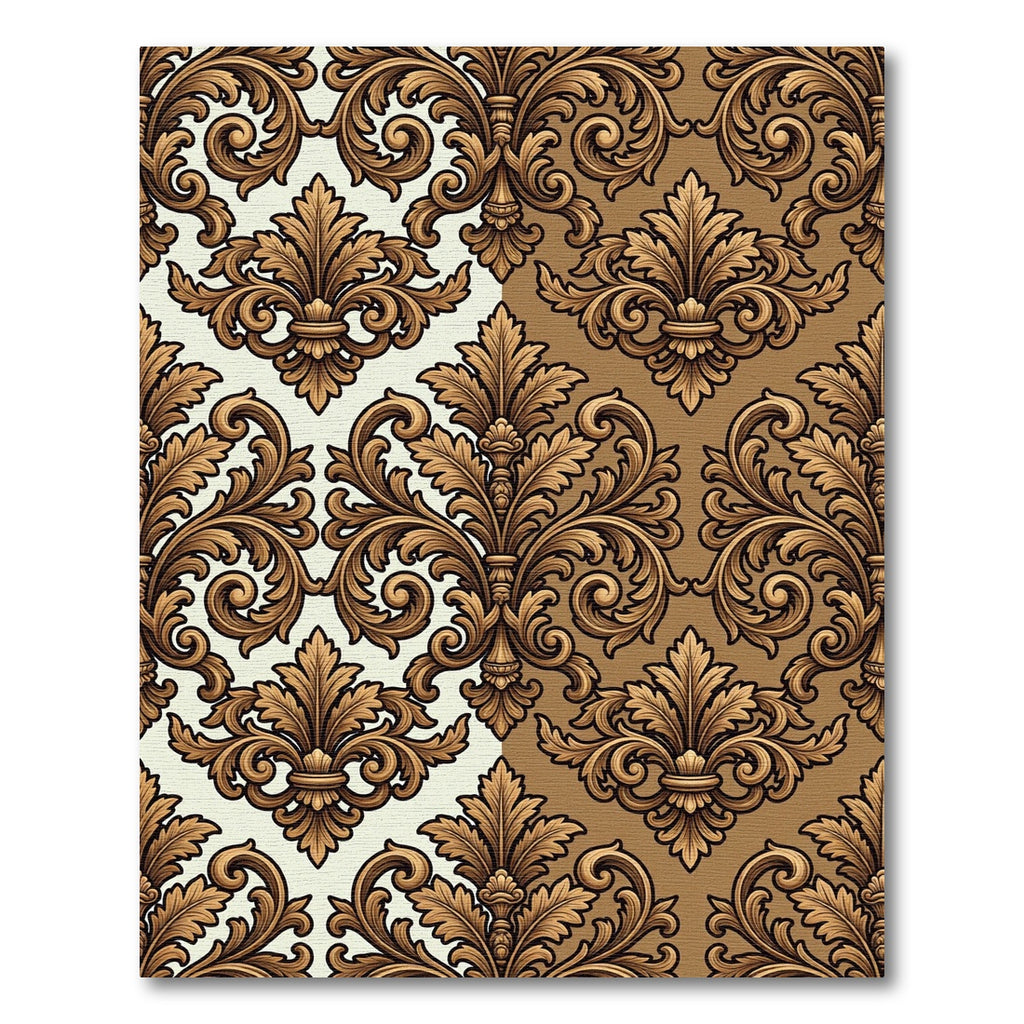 Elegant Gold Damask Victorian Scroll Rug
