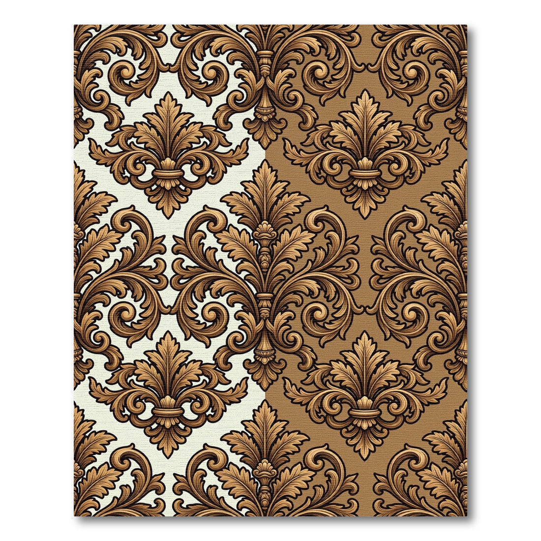 Elegant Gold Damask Victorian Scroll Rug