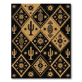 Black and Gold Southwestern Cactus Diamond Rug