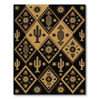 Black and Gold Southwestern Cactus Diamond Rug