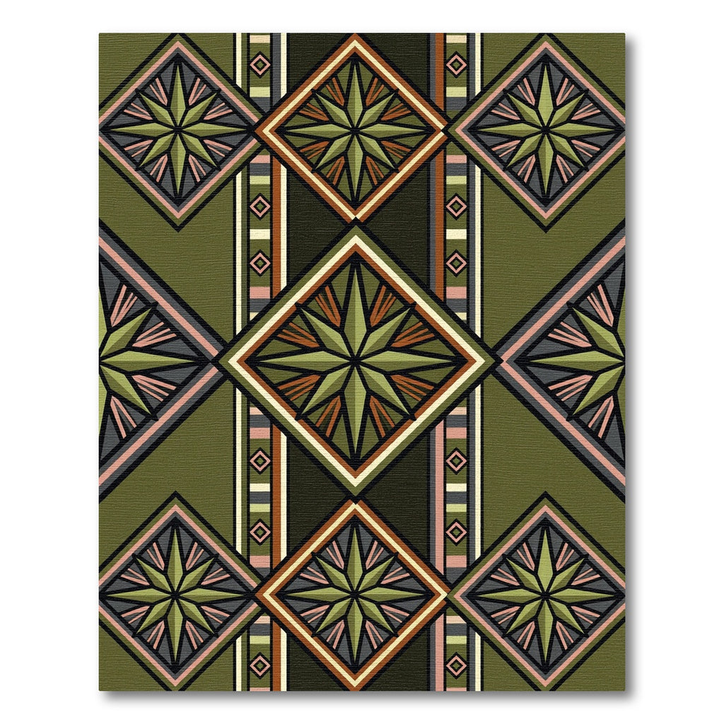 Olive Geometric Star Diamond Rug