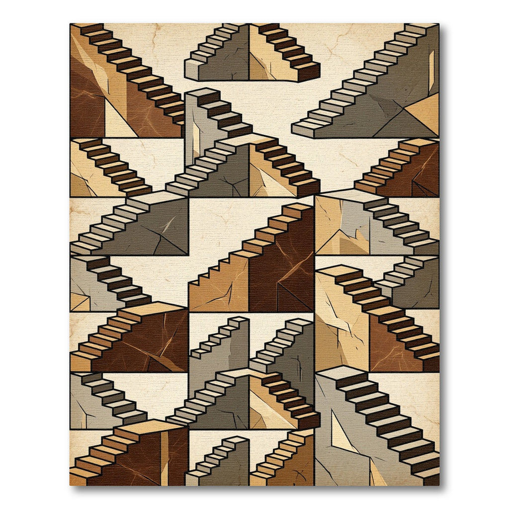 Geometric Staircase Illusion Rug