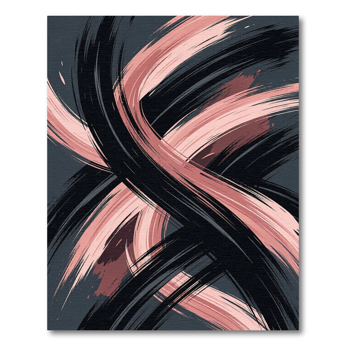Abstract Blush Pink and Charcoal Swirl Rug