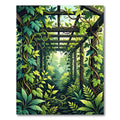 Lush Green Tropical Foliage Pergola Rug