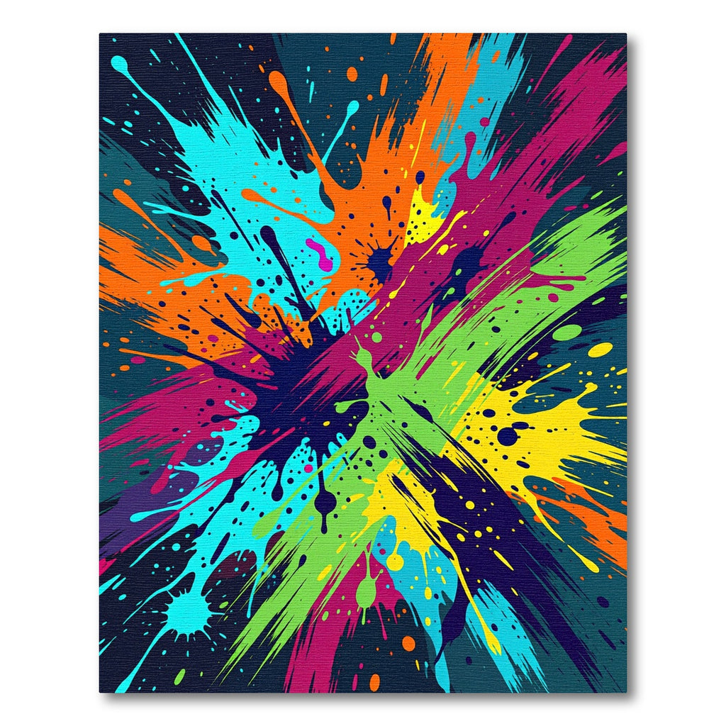 Vibrant Multicolored Abstract Paint Splash Rug
