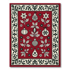 Crimson Mid-Century Modern Holiday Ornaments Rug