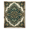 Antique Emerald Gold Ornate Foliage Medallion Rug