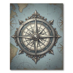 Antique Nautical Compass Silver Mariner Wall Art Rug
