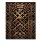 Ornate Bronze Lattice Arch Medallion Rug