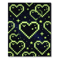 Neon Green Pixel Heart Cosmic Sky Rug