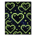 Neon Green Pixel Heart Cosmic Sky Rug