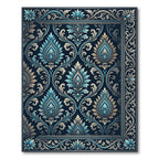 Deep Blue Vintage Floral Scroll Rug