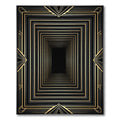 Modern Gold Black Geometric Tunnel Rug