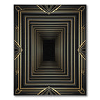Modern Gold Black Geometric Tunnel Rug