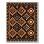 Geometric Ochre and Charcoal Diamond Art Rug