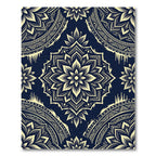 Navy And Gold Mandala Floral Rug
