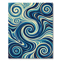 Swirling Blue Cream Oceanic Waves Rug