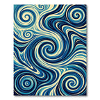 Swirling Blue Cream Oceanic Waves Rug