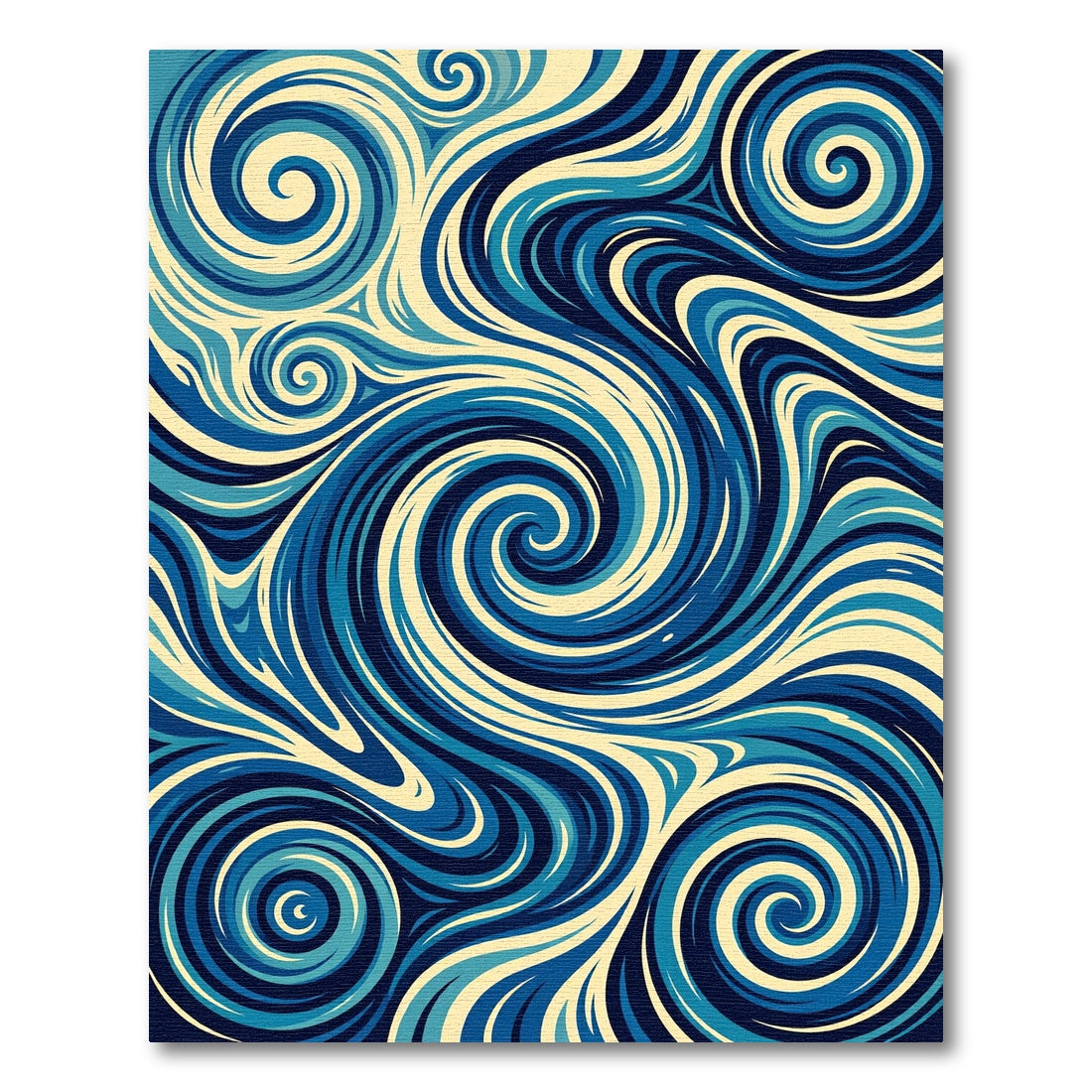 Swirling Blue Cream Oceanic Waves Rug