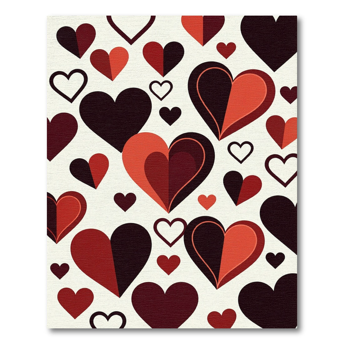 Abstract Duo Tone Burgundy Heart Collage Rug