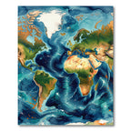 Abstract Watercolor World Map Earthy Tones Rug