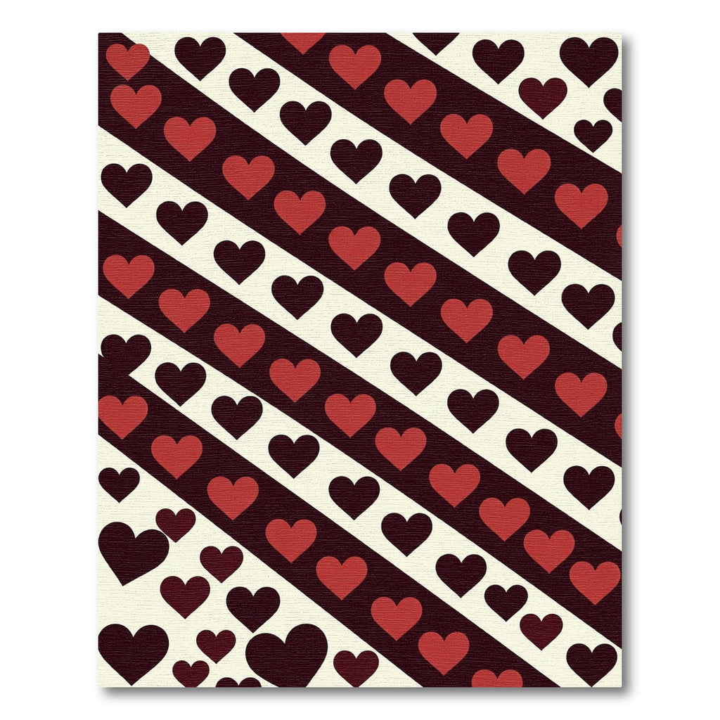 Bold Crimson Heart Diagonal Stripe Rug