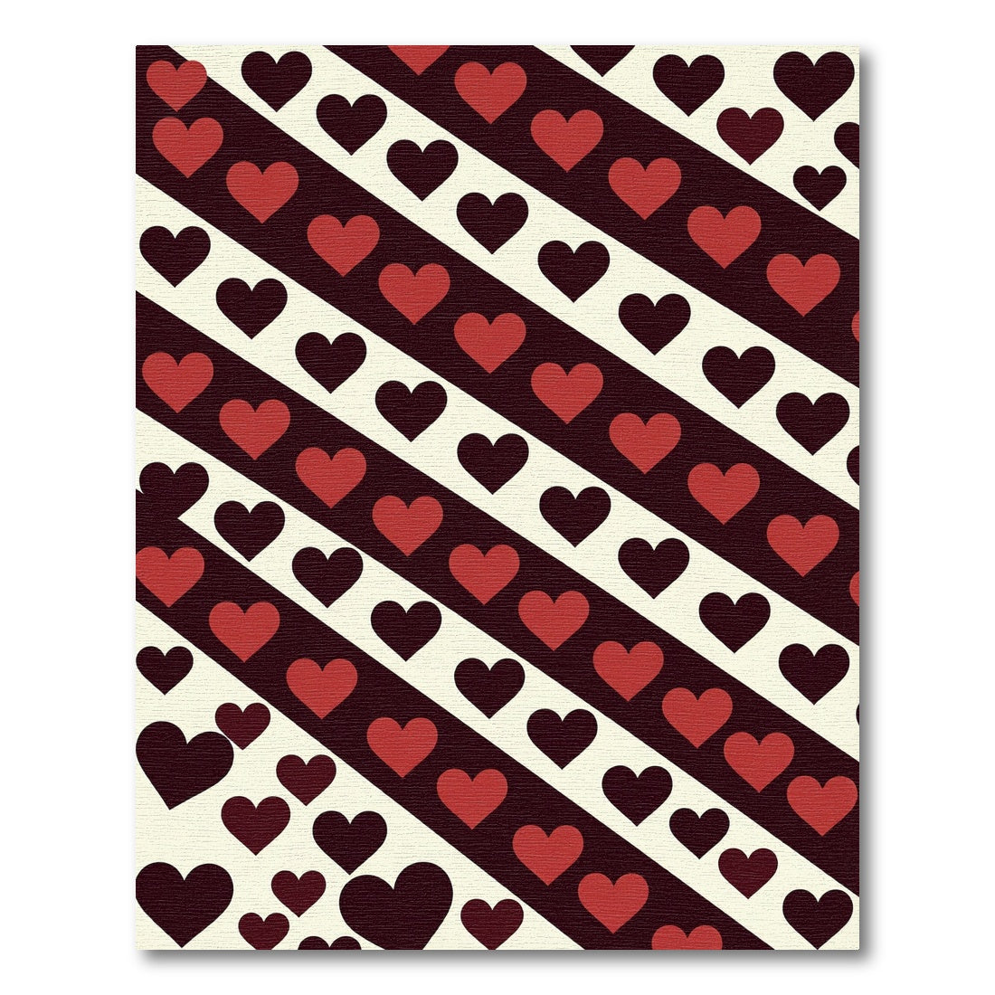 Bold Crimson Heart Diagonal Stripe Rug
