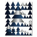 Geometric Metallic Blue Forest Triangle Abstract Rug