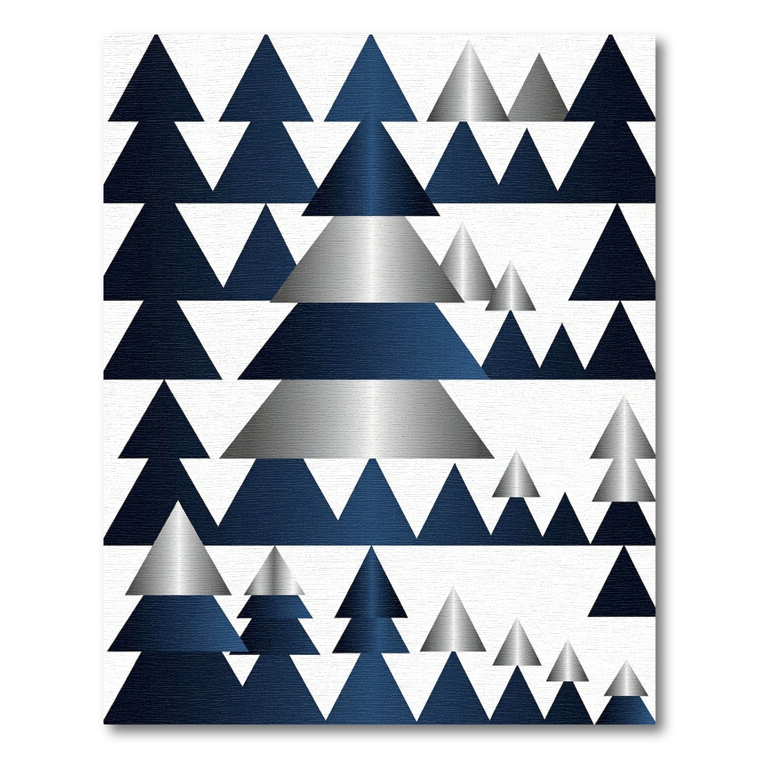 Geometric Metallic Blue Forest Triangle Abstract Rug