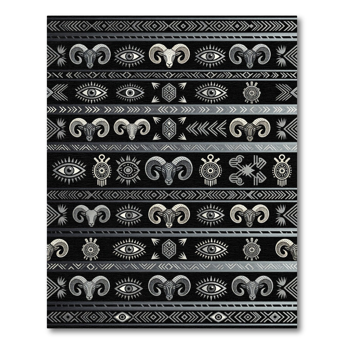 Silver Ram Eye Tribal Stripe Rug