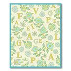 Light Yellow Floral Alphabet Pattern Rug