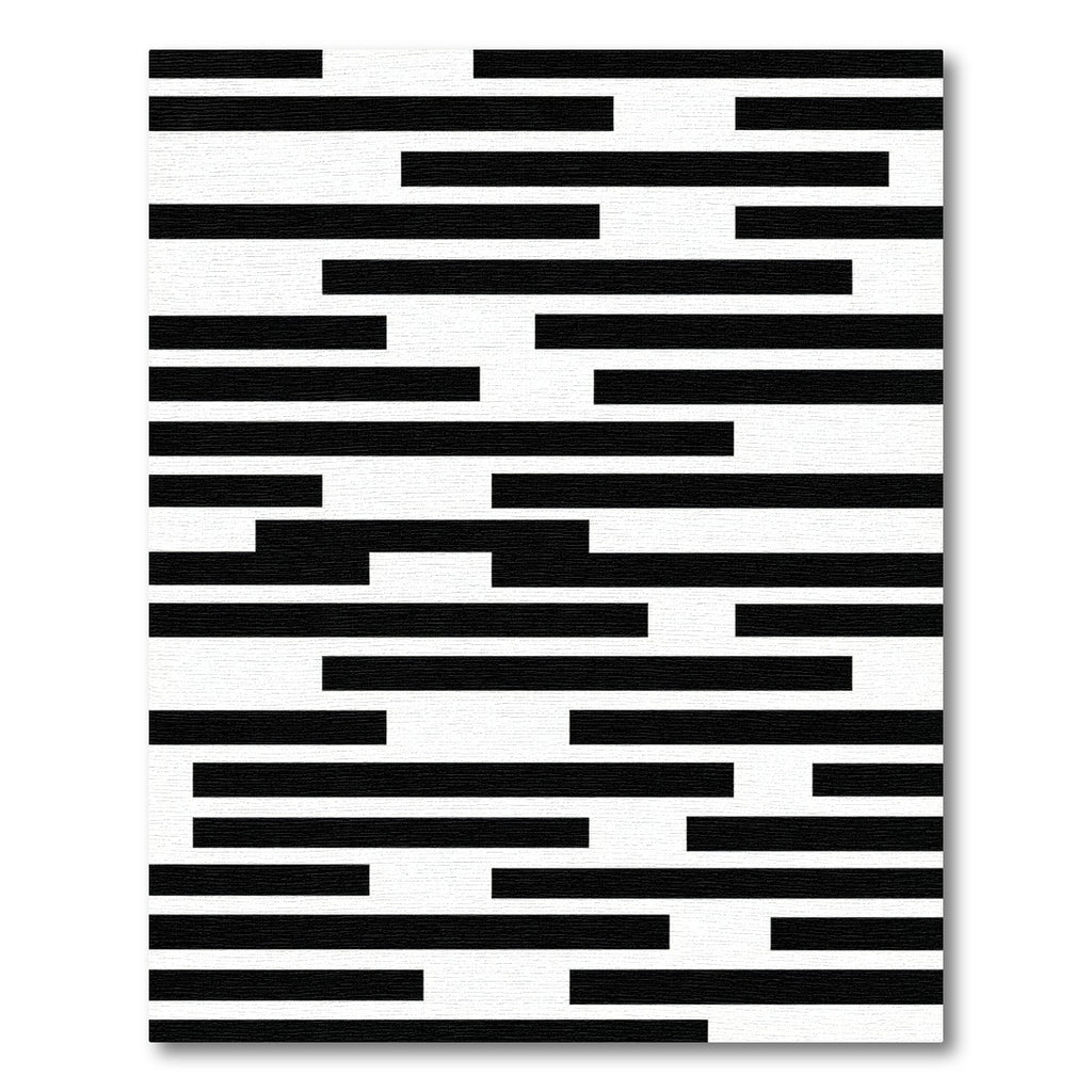 Black White Uneven Line Harmony Rug