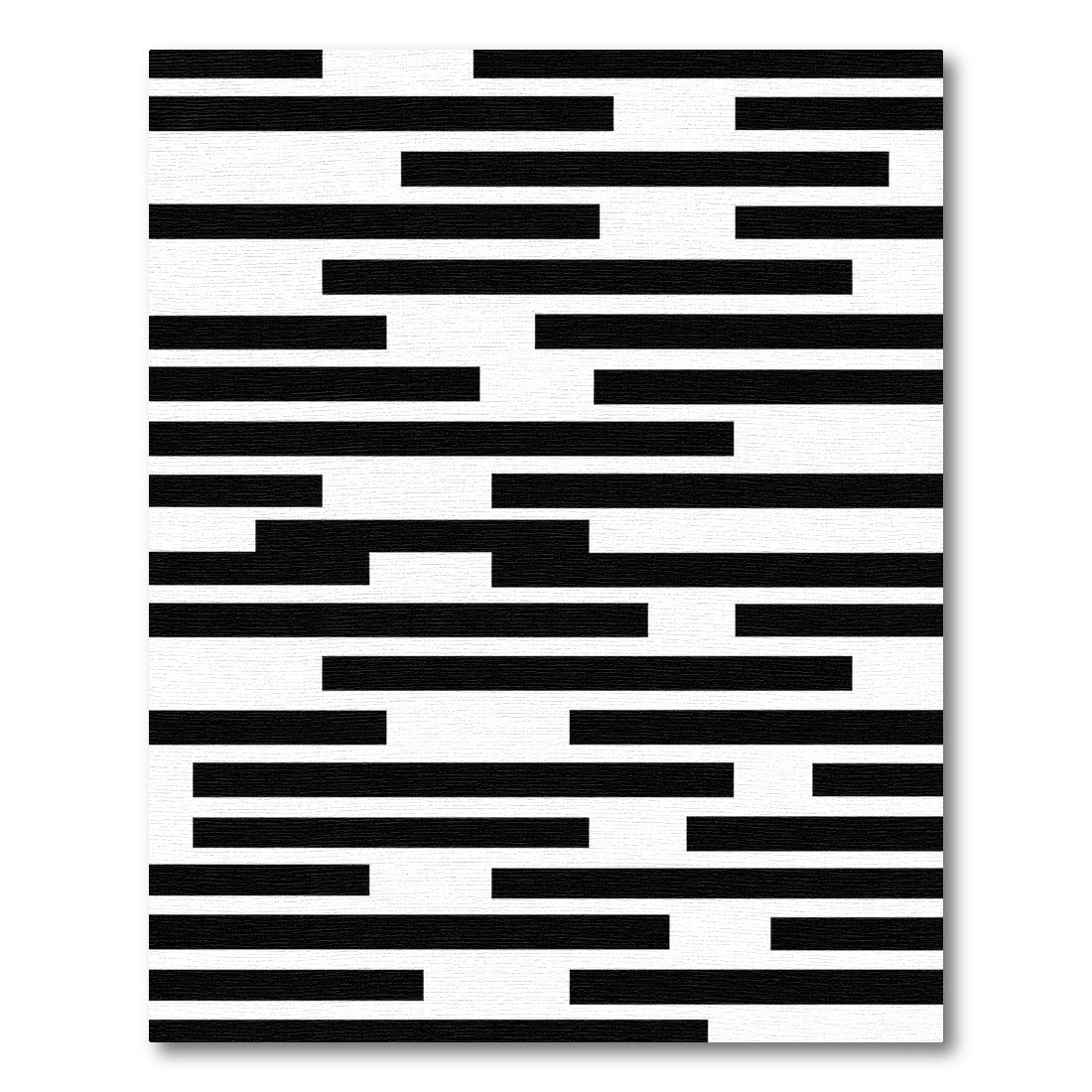 Black White Uneven Line Harmony Rug