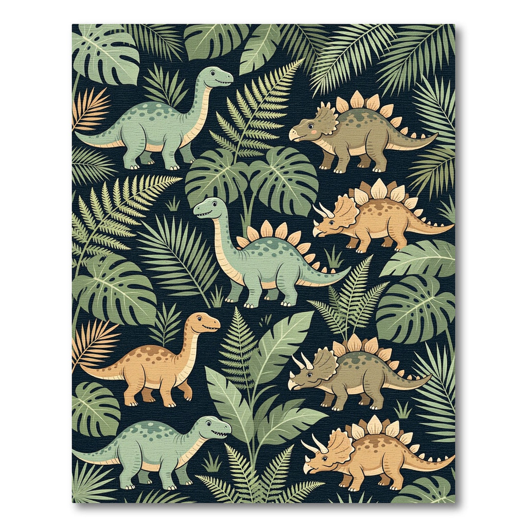 Lush Green Tropical Dinosaur Fern Forest Rug
