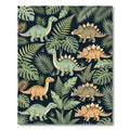 Lush Green Tropical Dinosaur Fern Forest Rug