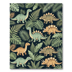 Lush Green Tropical Dinosaur Fern Forest Rug