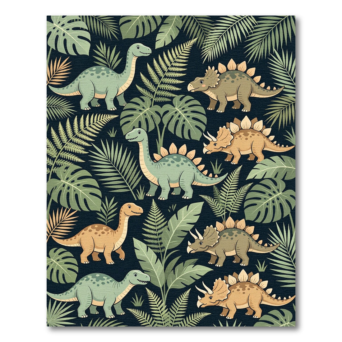 Lush Green Tropical Dinosaur Fern Forest Rug
