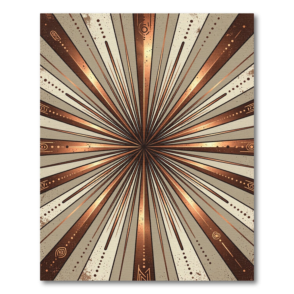 Bronze Gold Sunburst Rays Rug