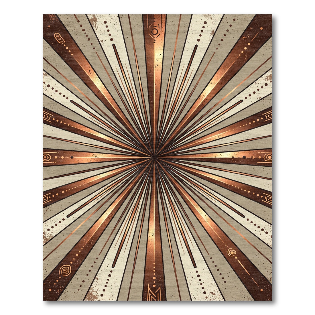 Bronze Gold Sunburst Rays Rug